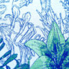 Stoffe Meterware, Jacquardstoff mit Blumenbordüre und Rapport, Blau-Grün-weiß