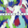 Stoffe Meterware, Polyestersatin, IKAT-Muster, blau-pink