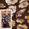 Burda Originalstoff, Jacquard Blumen, schwarz-gold-violett