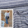Originalstoff Burda Style 7/2022, Modell 120 Hose, Jeanstwill Streifen blau-weiß